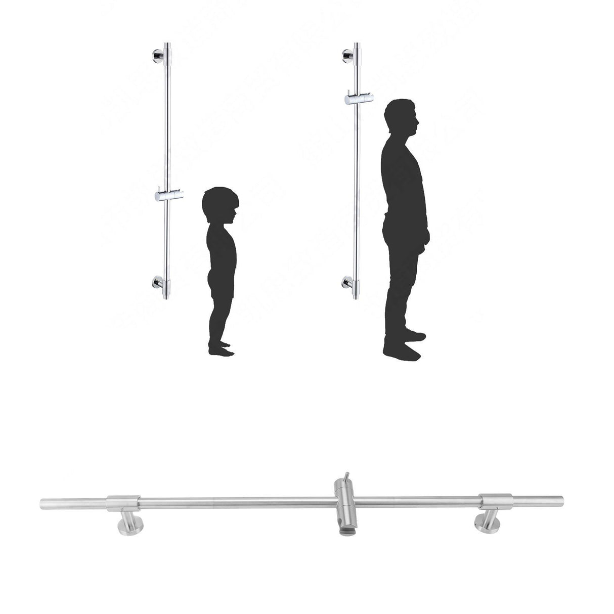 Shower Slide Bar Stainless Steel Head Holder Adjustable Wall Mount Home Decor for Bathroom
