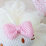 Bath Ball Cute Cartoon Shower Puff Loofah Body Scrubber PE Tool for Cleaning Bathing White Cat