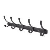Door Hanging Hooks Modern Minimalist Black 5 Hooks Wall Mounted Thickened Aluminum Bathroom Door Row Hooks Coat Hooks - Side View