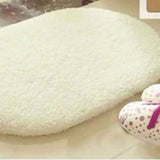 Door Mat Oval Slip Proof Indoor Door Carpet Moisture Absorption Soft Comfortable Plush Bathroom Rug for Kitchen Bedroom Beige 40x60cm/15.7x23.6in (Oval Shape) - Side View