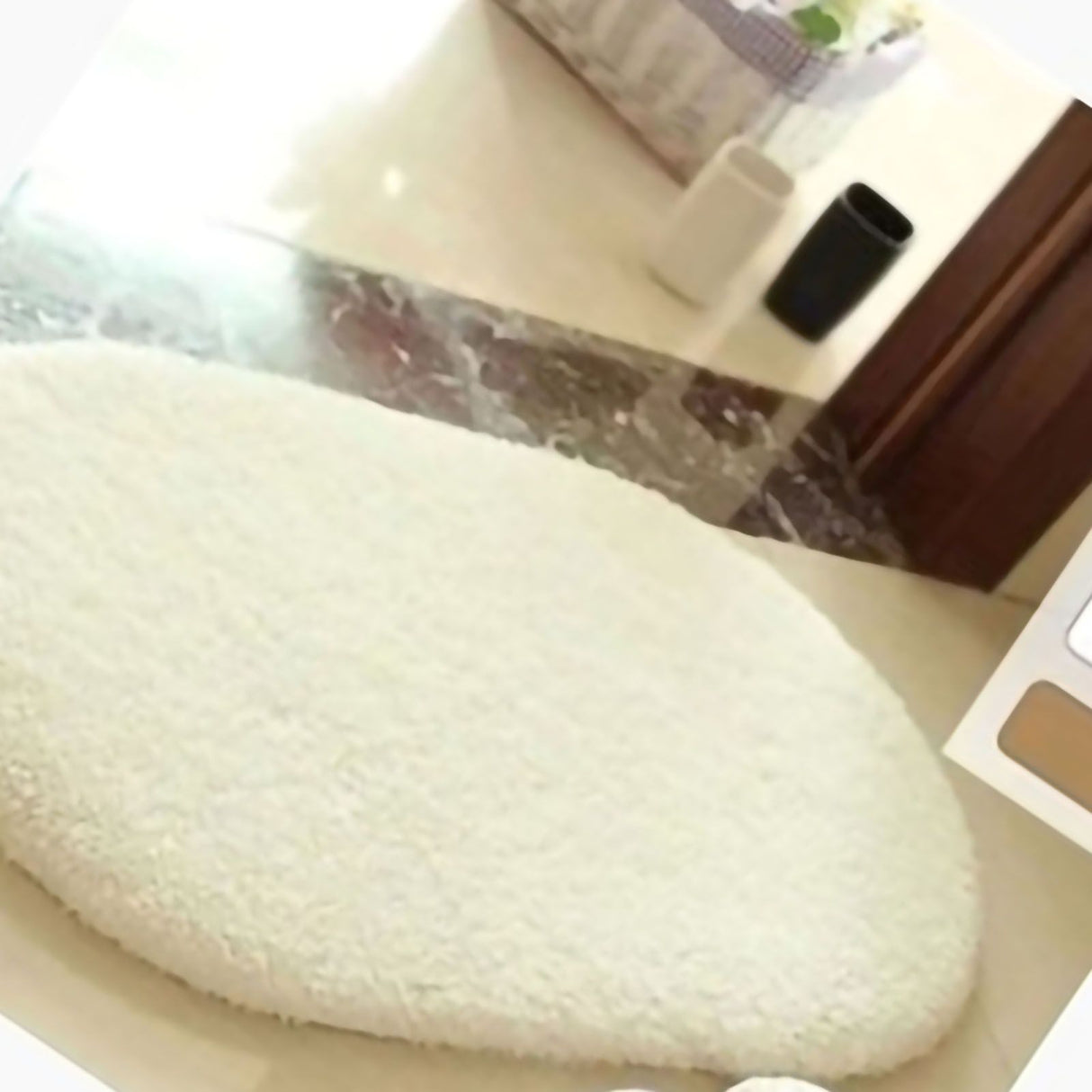 Door Mat Oval Slip Proof Indoor Door Carpet Moisture Absorption Soft Comfortable Plush Bathroom Rug for Kitchen Bedroom Beige 40x60cm/15.7x23.6in (Oval Shape)