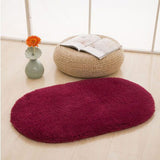 Door Mat Oval Slip Proof Indoor Door Carpet Moisture Absorption Soft Comfortable Plush Bathroom Rug for Kitchen Bedroom Wine Red 40x60cm/15.7x23.6in (Oval Shape)