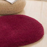 Door Mat Oval Slip Proof Indoor Door Carpet Moisture Absorption Soft Comfortable Plush Bathroom Rug for Kitchen Bedroom Wine Red 40x60cm/15.7x23.6in (Oval Shape) - Side View