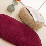 Door Mat Oval Slip Proof Indoor Door Carpet Moisture Absorption Soft Comfortable Plush Bathroom Rug for Kitchen Bedroom Wine Red 40x60cm/15.7x23.6in (Oval Shape) - Top-Down View