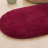 Door Mat Oval Slip Proof Indoor Door Carpet Moisture Absorption Soft Comfortable Plush Bathroom Rug for Kitchen Bedroom Wine Red 40x60cm/15.7x23.6in (Oval Shape)