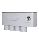 Hanging Magnetic Toothbrush Holder Set with Toothpaste Dispenser Squeezer Toiletry Drawer Holder for Bathroom - 45-Degree Angle