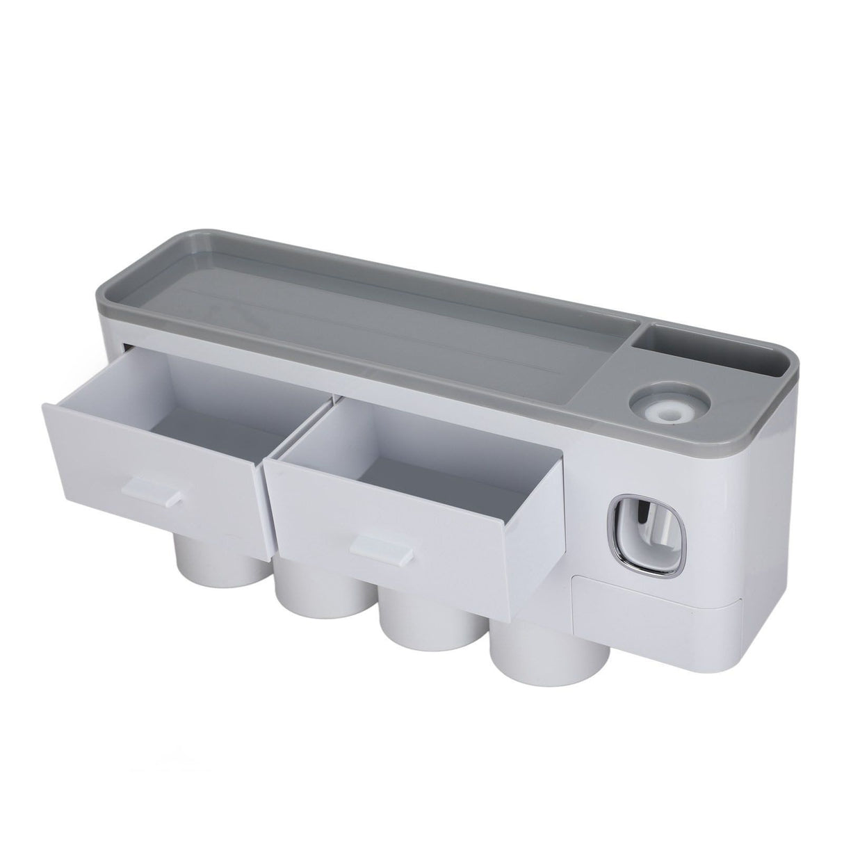 Hanging Magnetic Toothbrush Holder Set with Toothpaste Dispenser Squeezer Toiletry Drawer Holder for Bathroom