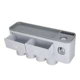 Hanging Magnetic Toothbrush Holder Set with Toothpaste Dispenser Squeezer Toiletry Drawer Holder for Bathroom - Close-Up Angle