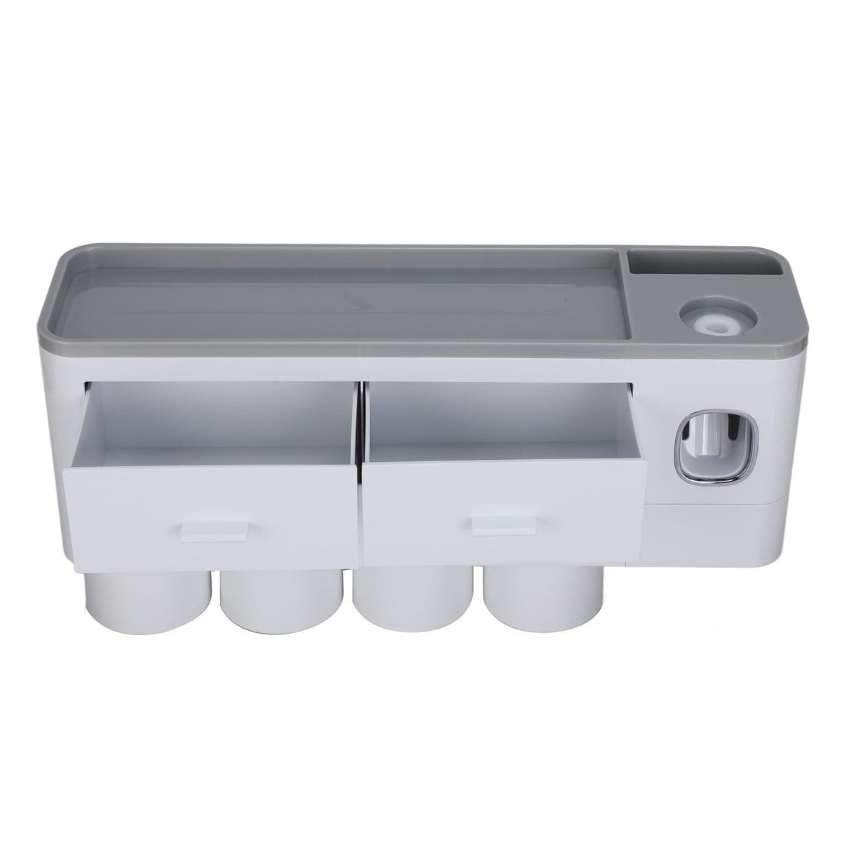 Hanging Magnetic Toothbrush Holder Set with Toothpaste Dispenser Squeezer Toiletry Drawer Holder for Bathroom