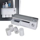 Hanging Magnetic Toothbrush Holder Set with Toothpaste Dispenser Squeezer Toiletry Drawer Holder for Bathroom