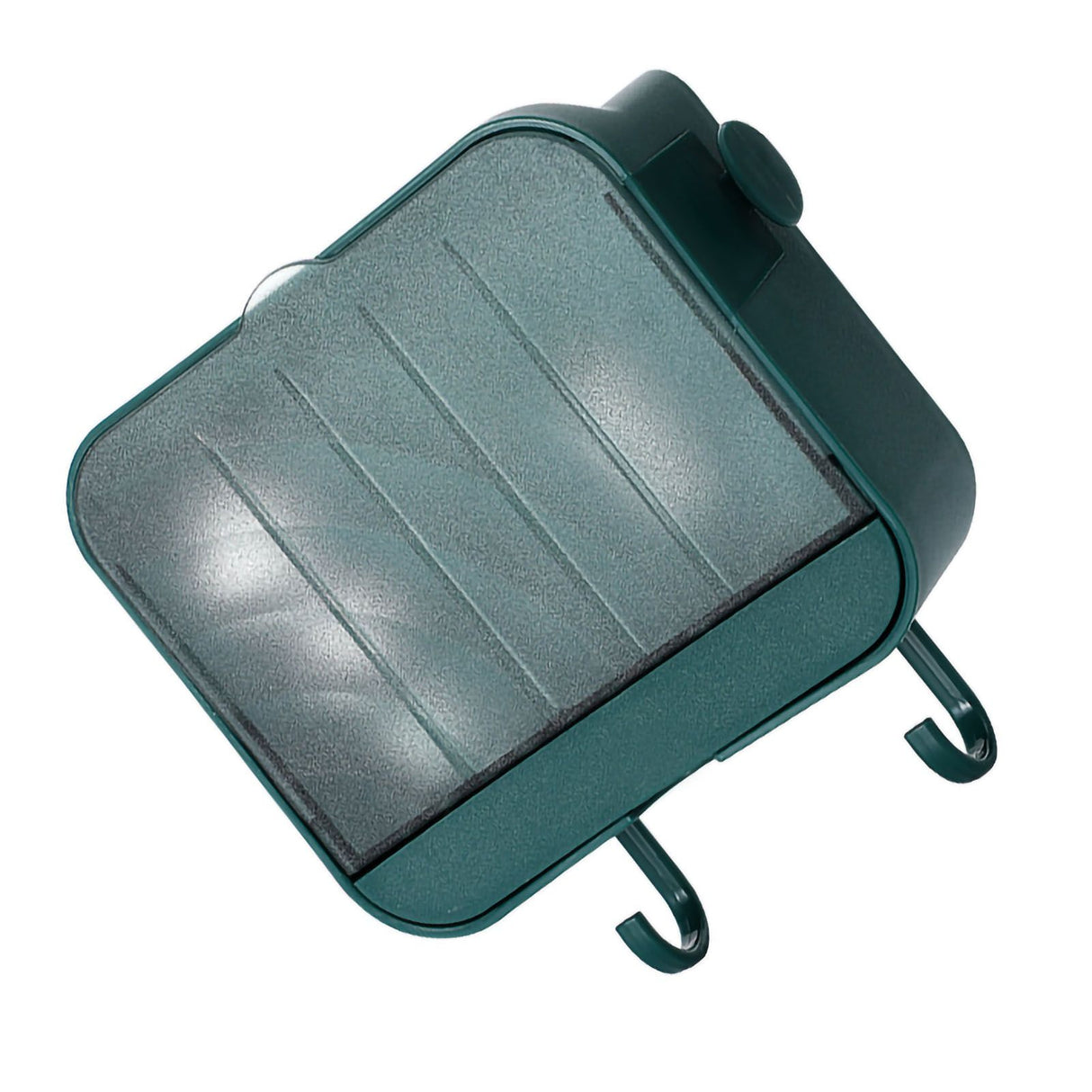 Soap Holder Punch Free Wall Mounted Durable PP Double Layer Double Hook Design Soap Storage Box for Bathroom Green