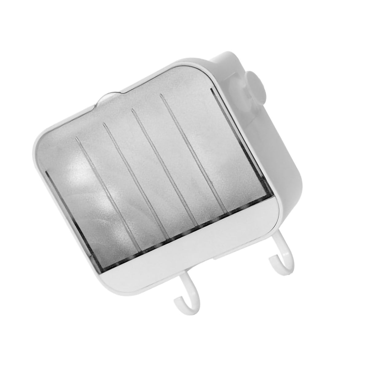 Soap Holder Punch Free Wall Mounted Durable PP Double Layer Double Hook Design Soap Storage Box for Bathroom White