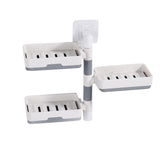 Rotatable Wall Mounted Soap Box 3 Layers HIPS Punch Free Rotatable Soap Container Dish for Household White