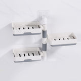 Rotatable Wall Mounted Soap Box 3 Layers HIPS Punch Free Rotatable Soap Container Dish for Household White