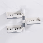 Rotatable Wall Mounted Soap Box 3 Layers HIPS Punch Free Rotatable Soap Container Dish for Household White