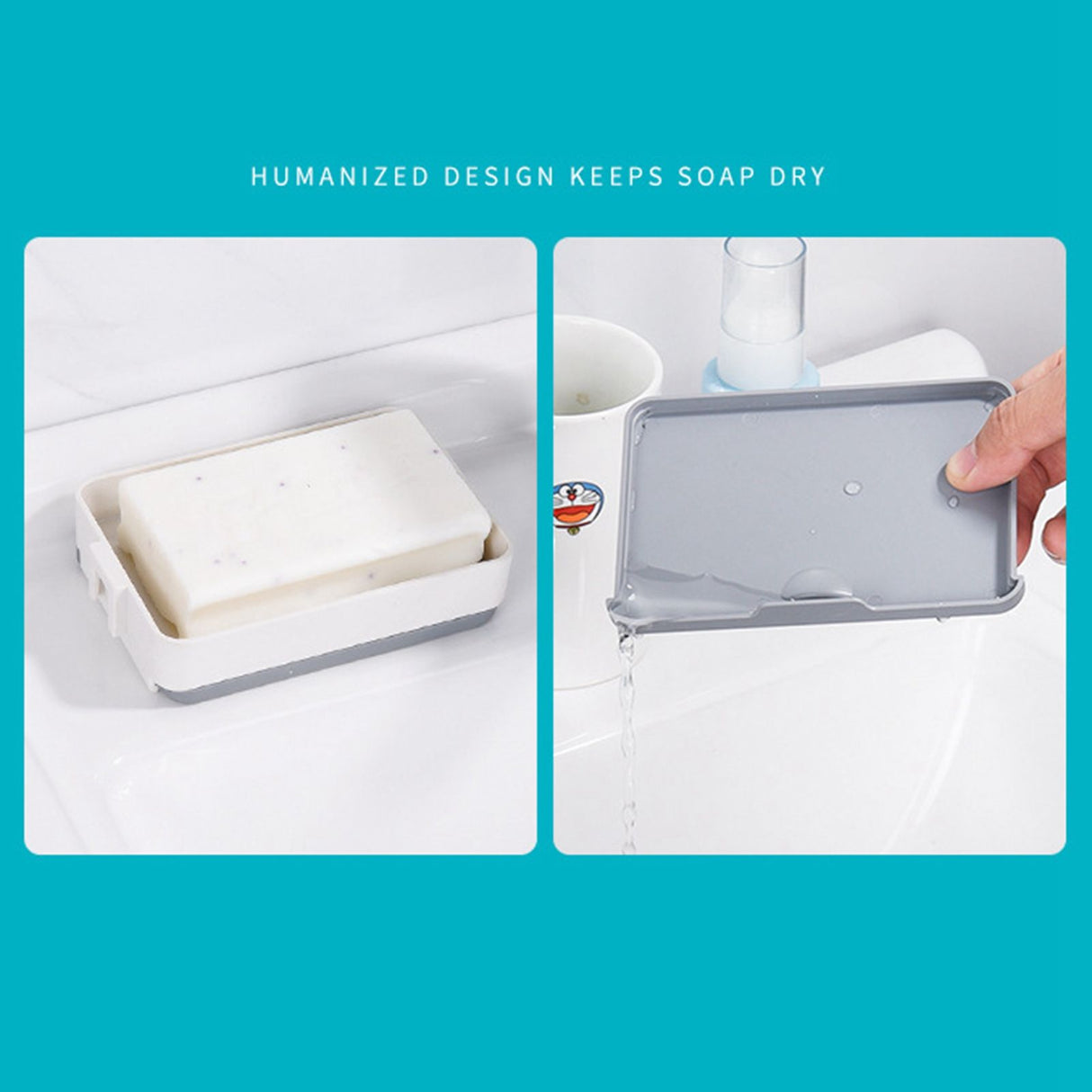 Rotatable Wall Mounted Soap Box 3 Layers HIPS Punch Free Rotatable Soap Container Dish for Household White