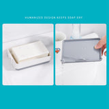 Rotatable Wall Mounted Soap Box 3 Layers HIPS Punch Free Rotatable Soap Container Dish for Household White