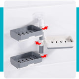 Rotatable Wall Mounted Soap Box 3 Layers HIPS Punch Free Rotatable Soap Container Dish for Household White and Gray Mixed - Side View