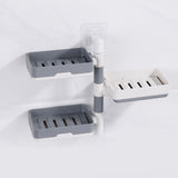 Rotatable Wall Mounted Soap Box 3 Layers HIPS Punch Free Rotatable Soap Container Dish for Household White and Gray Mixed