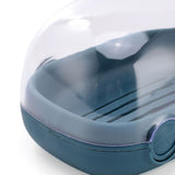 Soap Box Double Layer Cute Cartoon Whale Shape Waterproof Drainage Soap Container with Flip Lid for Bathroom Blue