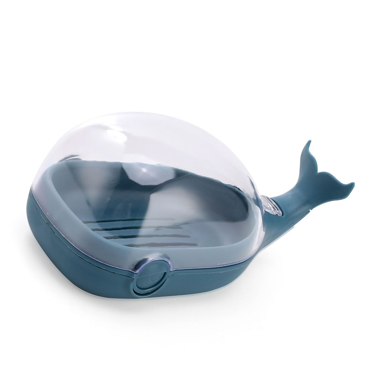 Soap Box Double Layer Cute Cartoon Whale Shape Waterproof Drainage Soap Container with Flip Lid for Bathroom Blue