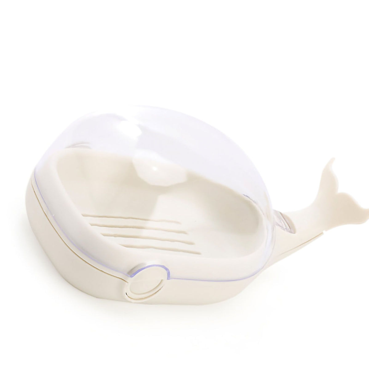 Soap Box Double Layer Cute Cartoon Whale Shape Waterproof Drainage Soap Container with Flip Lid for Bathroom White