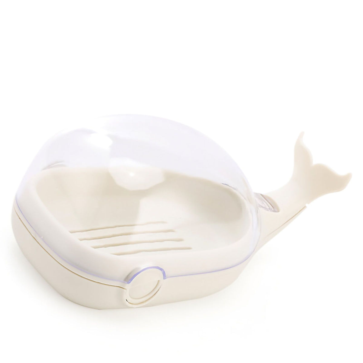 Soap Box Double Layer Cute Cartoon Whale Shape Waterproof Drainage Soap Container with Flip Lid for Bathroom White