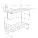 Toilet Storage Shelves Iron Wall Mounted 2 Layers Foldable Grid Home Decoration with Hooks for Bathroom White