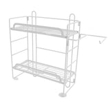 Toilet Storage Shelves Iron Wall Mounted 2 Layers Foldable Grid Home Decoration with Hooks for Bathroom White