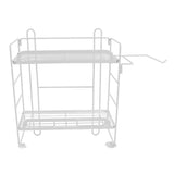 Toilet Storage Shelves Iron Wall Mounted 2 Layers Foldable Grid Home Decoration with Hooks for Bathroom White - Top-Down View