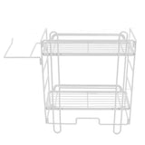 Toilet Storage Shelves Iron Wall Mounted 2 Layers Foldable Grid Home Decoration with Hooks for Bathroom White