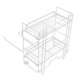 Toilet Storage Shelves Iron Wall Mounted 2 Layers Foldable Grid Home Decoration with Hooks for Bathroom White