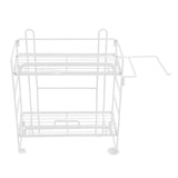 Toilet Storage Shelves Iron Wall Mounted 2 Layers Foldable Grid Home Decoration with Hooks for Bathroom White - Extra Image