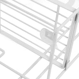 Toilet Storage Shelves Iron Wall Mounted 2 Layers Foldable Grid Home Decoration with Hooks for Bathroom White - Extra Image