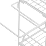 Toilet Storage Shelves Iron Wall Mounted 2 Layers Foldable Grid Home Decoration with Hooks for Bathroom White