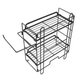 Toilet Storage Shelves Iron Wall Mounted 2 Layers Foldable Grid Home Decoration with Hooks for Bathroom Black - Extra Image
