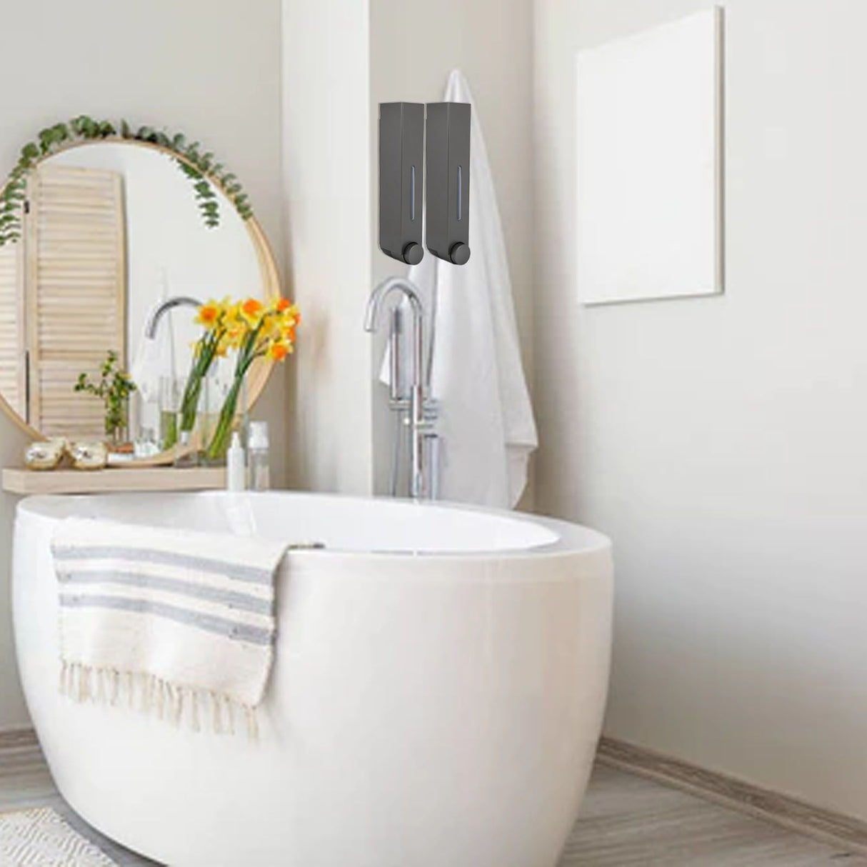 Wall Mounted Liquid Soap Dispensers Back Stick Type Plastic Shampoo Dispenser for Home Hotel School Toilet Grey 6028 2 Cups