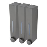 Wall Mounted Liquid Soap Dispensers Back Stick Type Plastic Shampoo Dispenser for Home Hotel School Toilet Grey 6028 3 Cups - Extra Image