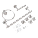 Bathroom Hardware Set with Towel Rings Towel Bar Tissue Holder 5 Hooks 304 Stainless Steel Bathroom Accessories Set - Front View