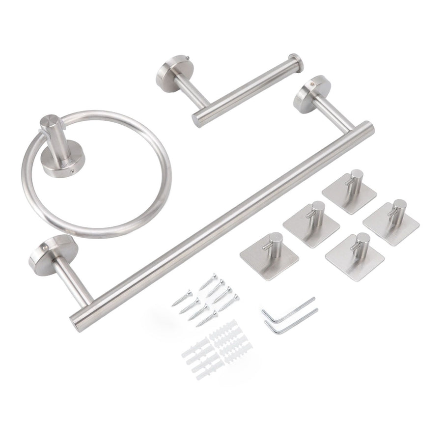 Bathroom Hardware Set with Towel Rings Towel Bar Tissue Holder 5 Hooks 304 Stainless Steel Bathroom Accessories Set