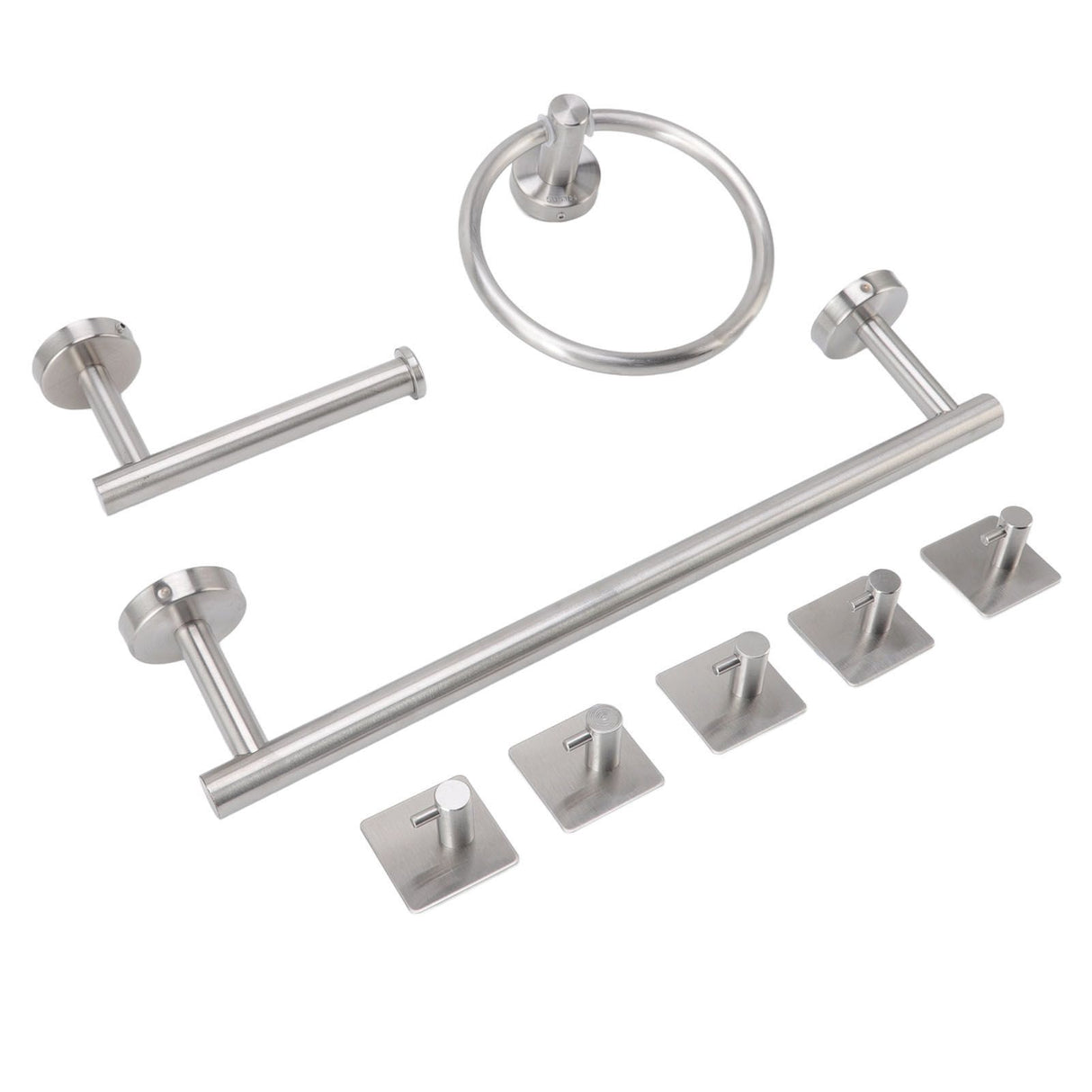 Bathroom Hardware Set with Towel Rings Towel Bar Tissue Holder 5 Hooks 304 Stainless Steel Bathroom Accessories Set