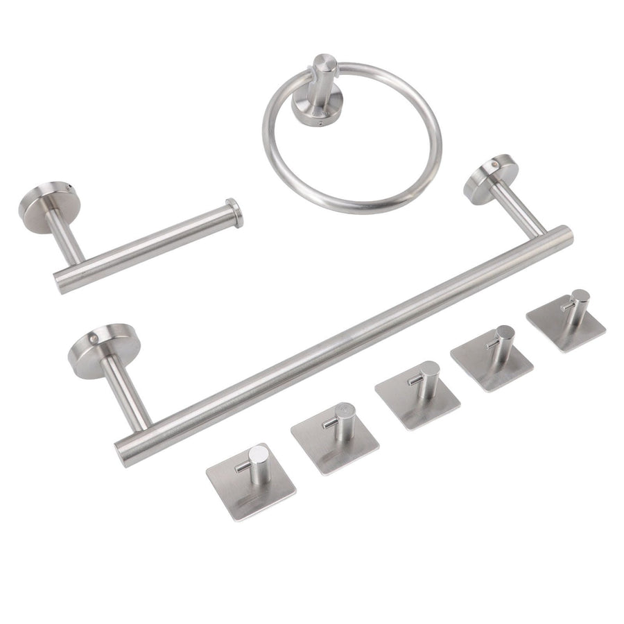 Bathroom Hardware Set with Towel Rings Towel Bar Tissue Holder 5 Hooks 304 Stainless Steel Bathroom Accessories Set