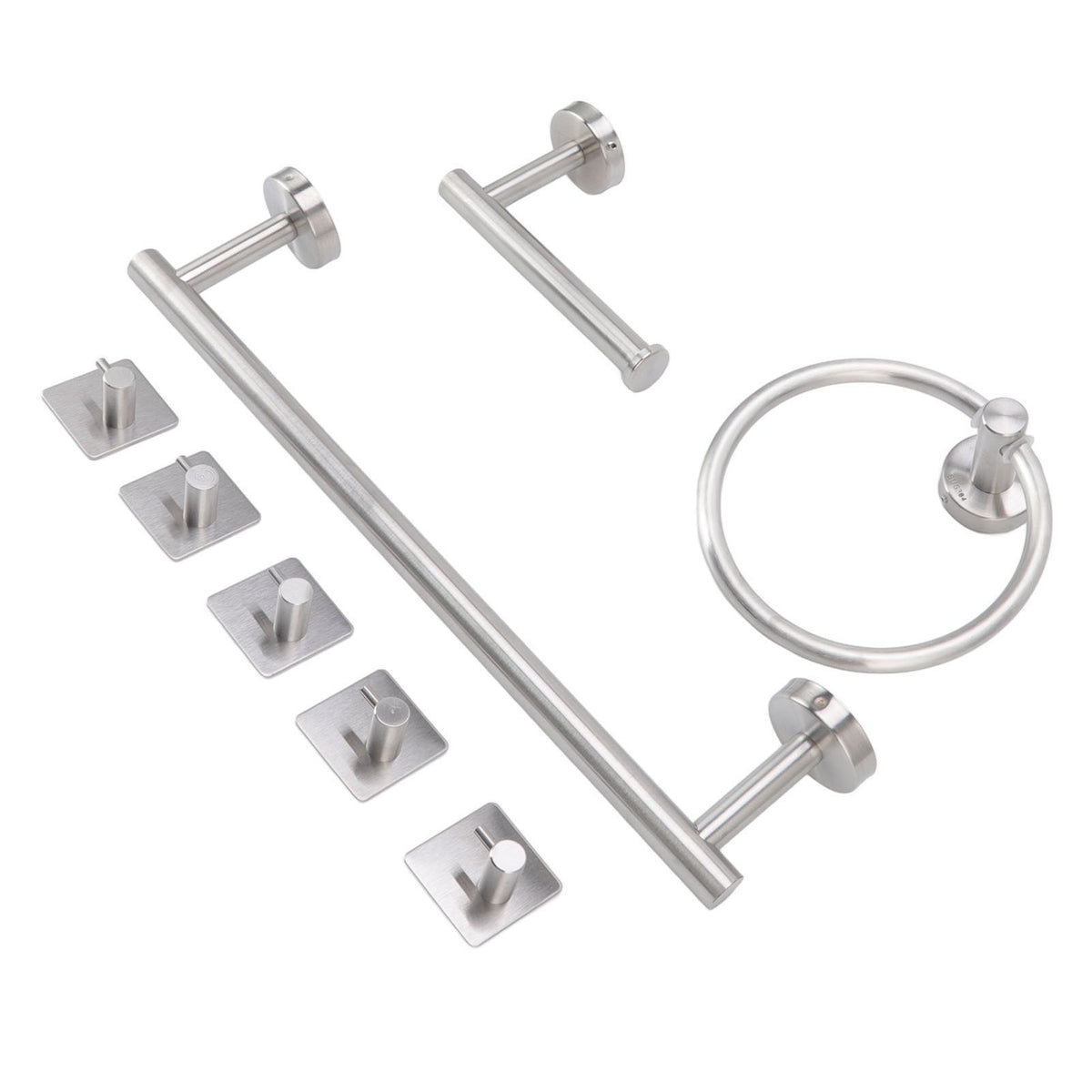 Bathroom Hardware Set with Towel Rings Towel Bar Tissue Holder 5 Hooks 304 Stainless Steel Bathroom Accessories Set