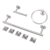 Bathroom Hardware Set with Towel Rings Towel Bar Tissue Holder 5 Hooks 304 Stainless Steel Bathroom Accessories Set - 45-Degree Angle