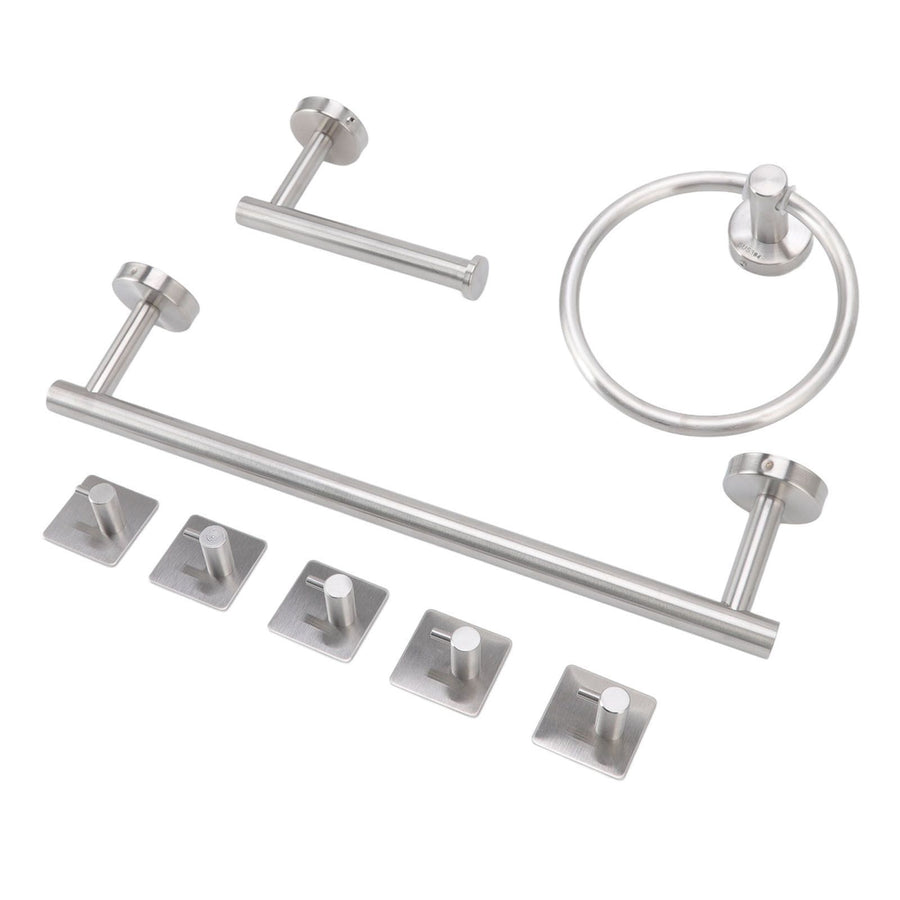 Bathroom Hardware Set with Towel Rings Towel Bar Tissue Holder 5 Hooks 304 Stainless Steel Bathroom Accessories Set