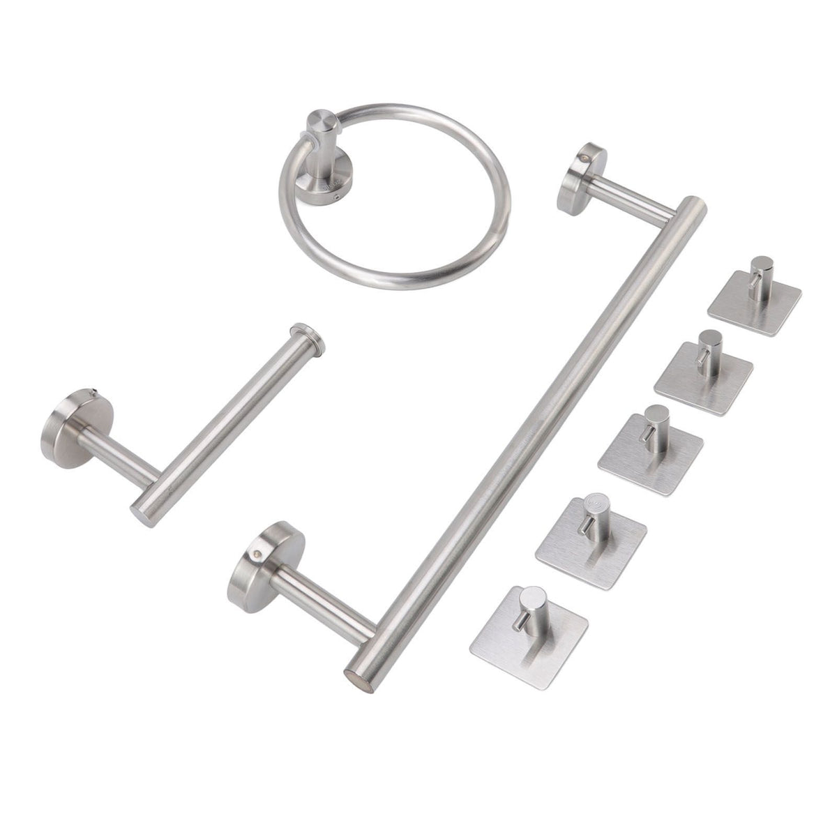 Bathroom Hardware Set with Towel Rings Towel Bar Tissue Holder 5 Hooks 304 Stainless Steel Bathroom Accessories Set