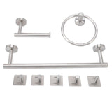 Bathroom Hardware Set with Towel Rings Towel Bar Tissue Holder 5 Hooks 304 Stainless Steel Bathroom Accessories Set - Close-Up Angle