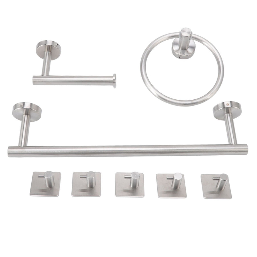 Bathroom Hardware Set with Towel Rings Towel Bar Tissue Holder 5 Hooks 304 Stainless Steel Bathroom Accessories Set