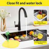 Floor Drain Cover Deodorant Insect Prevention Yellow Floor Drain Cover for Bathroom Kitchen Sink Coconut Palm - Top-Down View