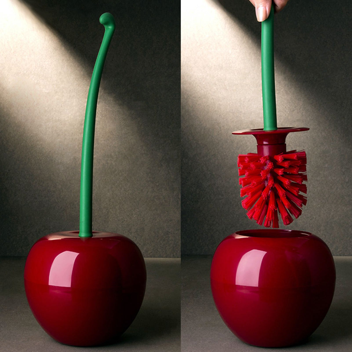 Toilet Brush Set Cherry Style Wine Red Durable PP Long Handle Dense Brush Toilet Cleaner Brush Wine Red Red Brush Head